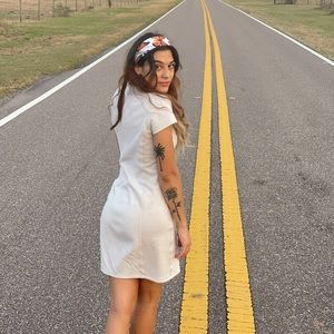 Small Comfy Stretch White Dress